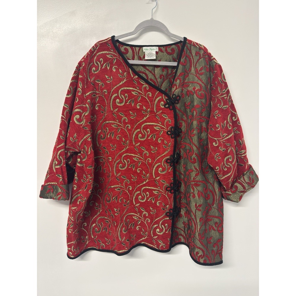 Ulla Popken Asian Jacket Plus Size 28/30 Red Black With‎ Gold Embroidery #36